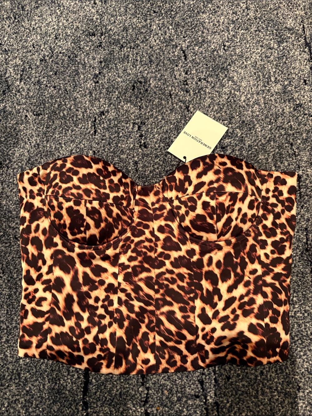 Generation Love-Leopard Print Strapless Bustier Top - Brown